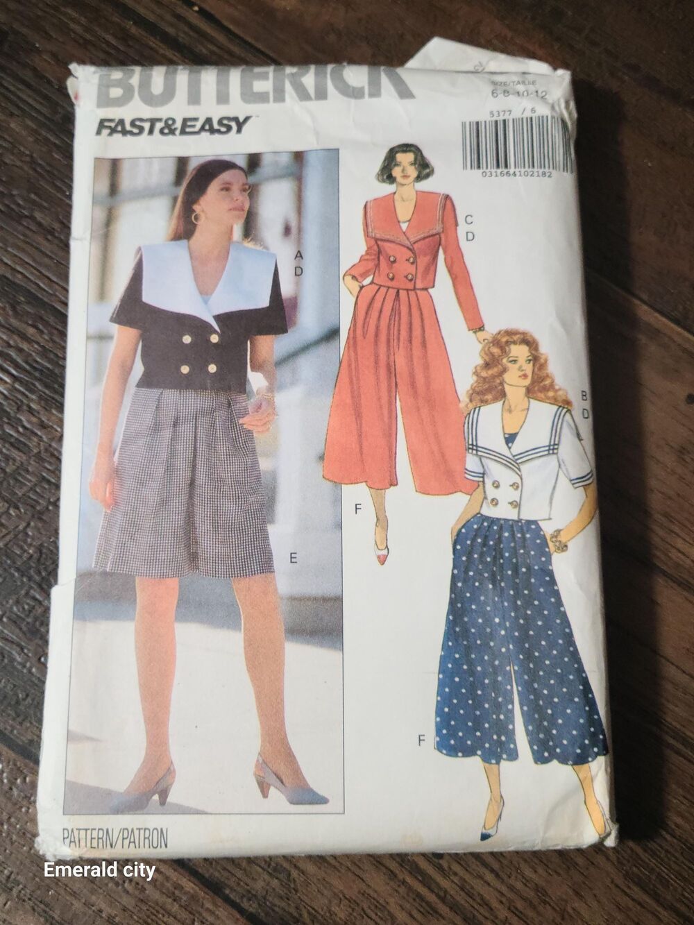 Vtg Butterick Sewing Pattern #5377 Tank Top Split Skirt Ladies Size 6-12